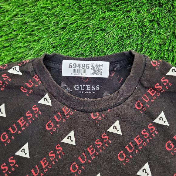 GUESS AOP Shirt Large 21x28 Black - Picture 9 of 11